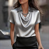 Fashionable Solid-Color Casual Lapel Collar Button-Down Short-Sleeve Shirt