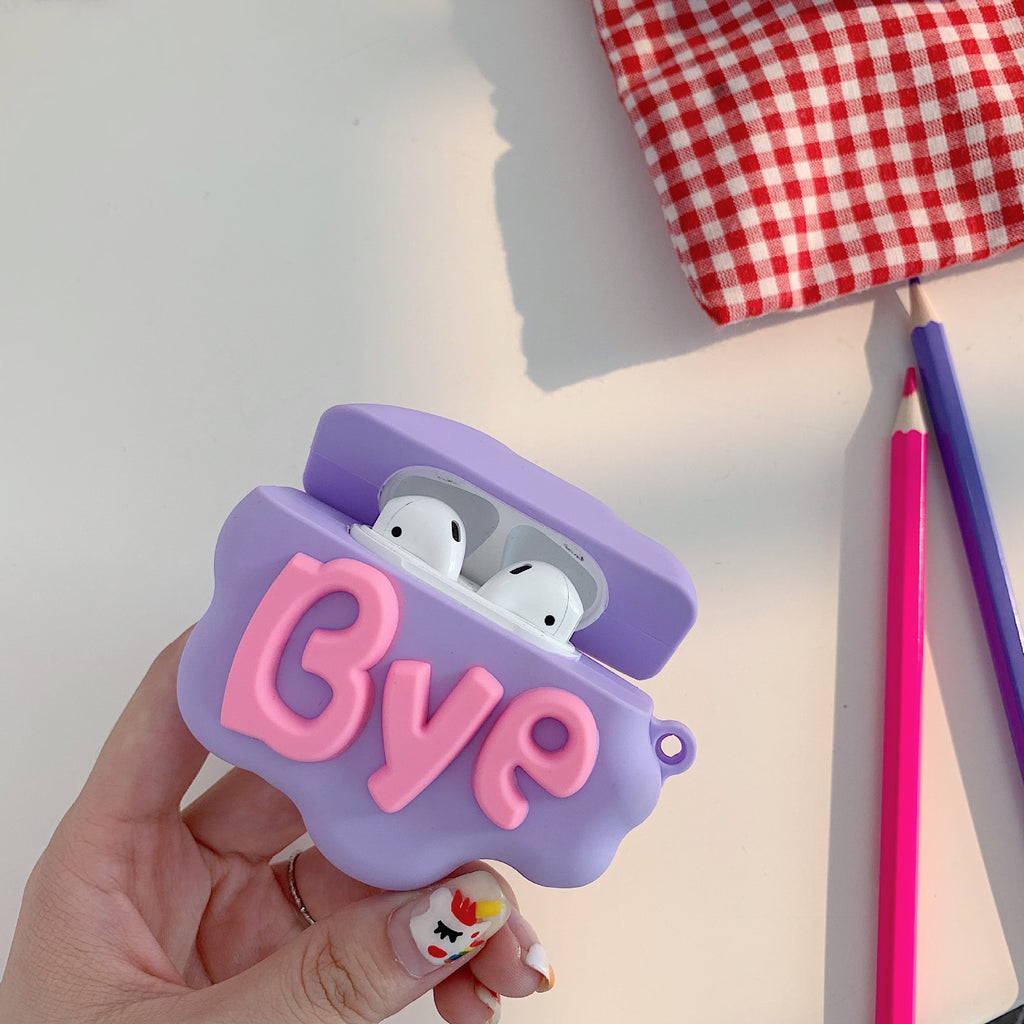AirPod 2 Case 3D HI BYE Cloud Letter Cartoon Soft Silicone Wireless Earphone Cases For   Airpods Case Cute Cover