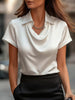 Fashionable Solid-Color Casual Lapel Collar Button-Down Short-Sleeve Shirt