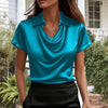 Fashionable Solid-Color Casual Lapel Collar Button-Down Short-Sleeve Shirt