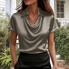 Fashionable Solid-Color Casual Lapel Collar Button-Down Short-Sleeve Shirt