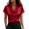 Fashionable Solid-Color Casual Lapel Collar Button-Down Short-Sleeve Shirt