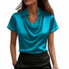 Fashionable Solid-Color Casual Lapel Collar Button-Down Short-Sleeve Shirt