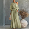 Cropped Off-shoulder Top And Pants Two-piece Set