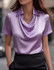 Fashionable Solid-Color Casual Lapel Collar Button-Down Short-Sleeve Shirt