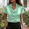 Fashionable Solid-Color Casual Lapel Collar Button-Down Short-Sleeve Shirt