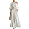 Cropped Off-shoulder Top And Pants Two-piece Set